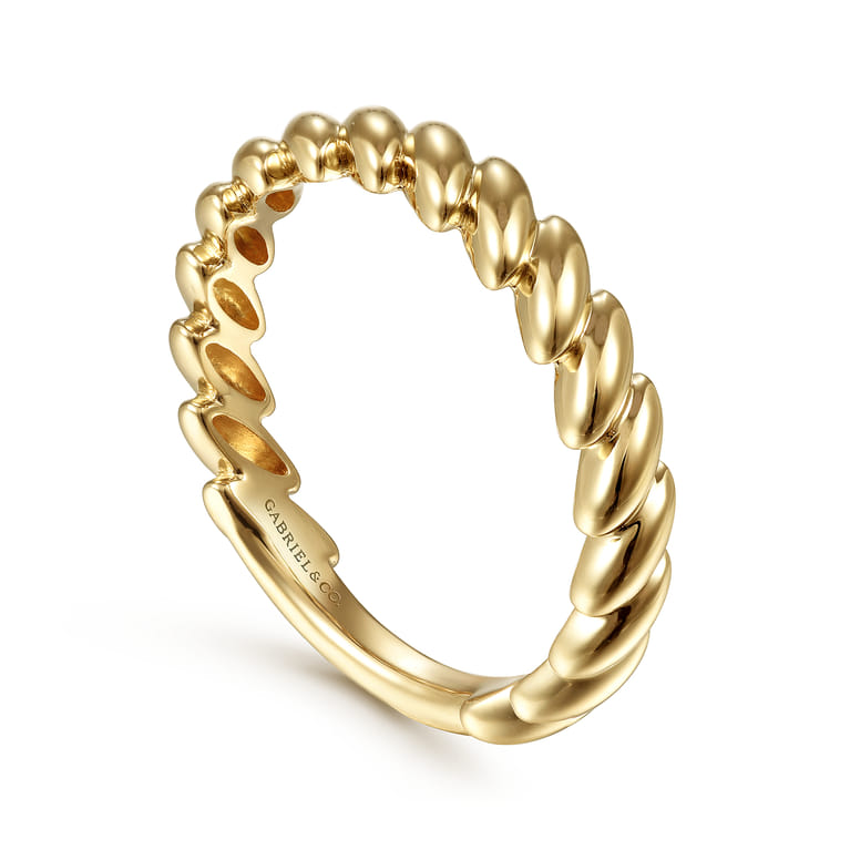 14K Yellow Gold Tilted Leaf Ring - Shot 3
