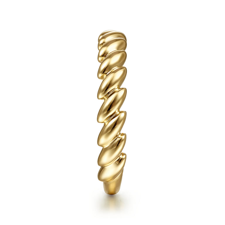 14K Yellow Gold Tilted Leaf Ring - Shot 4