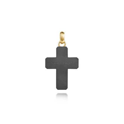 14K Yellow Gold  Titanium Cross Mens Pendant