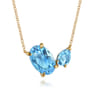 14K Yellow Gold Toi et Moi Blue Topaz Necklace