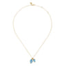 14K Yellow Gold Toi et Moi Blue Topaz Necklace