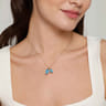 14K Yellow Gold Toi et Moi Blue Topaz Necklace