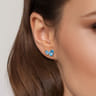 14K Yellow Gold Toi et Moi Blue Topaz Stud Earrings