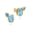 14K Yellow Gold Toi et Moi Blue Topaz Stud Earrings