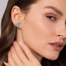 14K Yellow Gold Toi et Moi Blue Topaz Stud Earrings