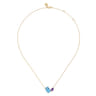 14K Yellow Gold Toi et Moi Blue Topaz and Amethyst Necklace