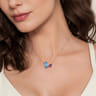 14K Yellow Gold Toi et Moi Blue Topaz and Amethyst Necklace