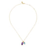 14K Yellow Gold Toi et Moi Blue Topaz and Amethyst Necklace