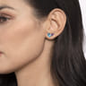 14K Yellow Gold Toi et Moi Blue Topaz and Amethyst Stud Earrings