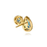 14K Yellow Gold Toi et Moi Blue Topaz and Diamond Halo Stud Earrings - 0.5 ct