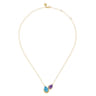 14K Yellow Gold Toi et Moi Diamond Blue Topaz and Amethyst Pendant Necklace - 0.08 ct