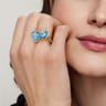 14K Yellow Gold Toi et Moi Diamond and Blue Topaz Ladies Ring - 0.09 ct