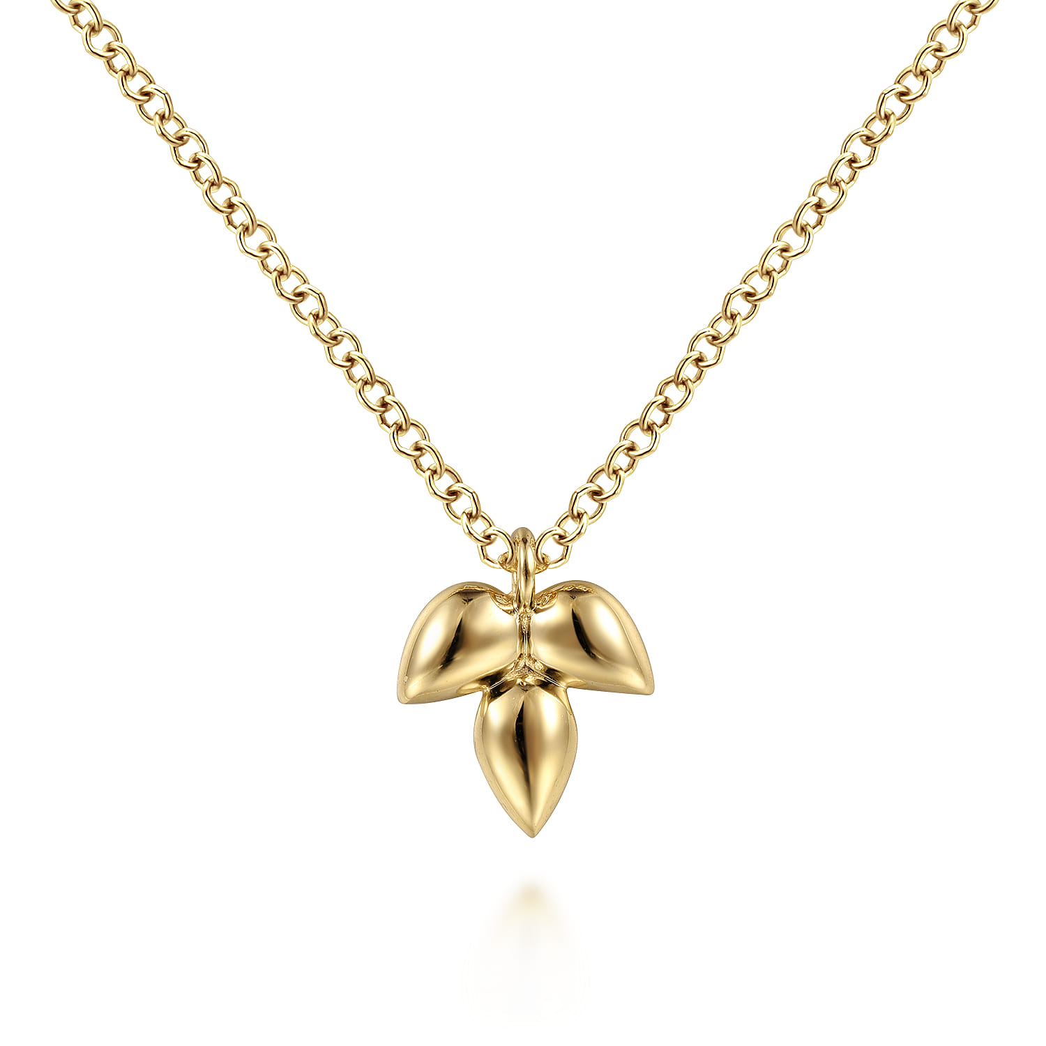 14K Yellow Gold Triple Teardrop Pendant Necklace - Shot 1