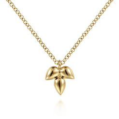 14K Yellow Gold Triple Teardrop Pendant Necklace