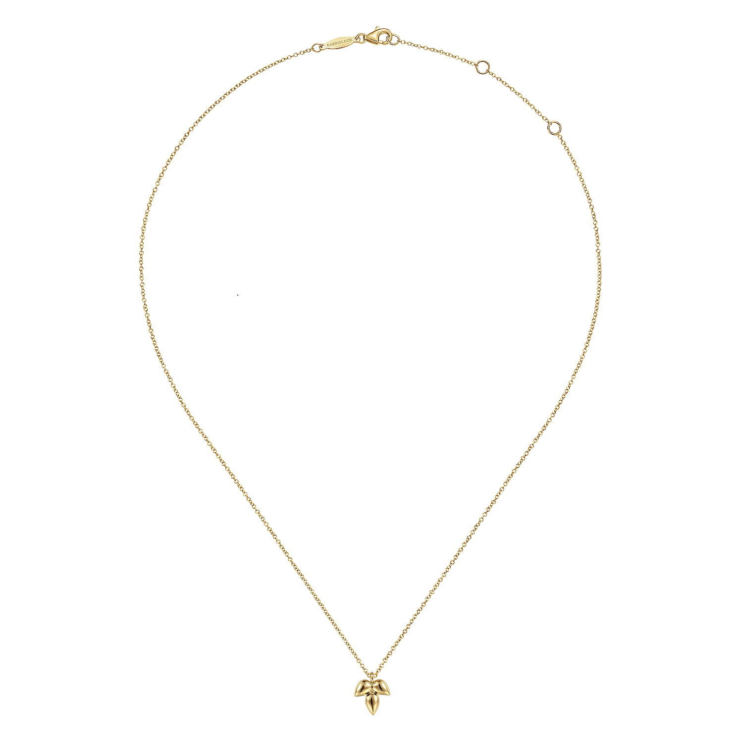 14K Yellow Gold Triple Teardrop Pendant Necklace - Shot 2