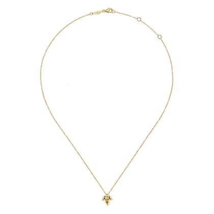 14K Yellow Gold Triple Teardrop Pendant Necklace