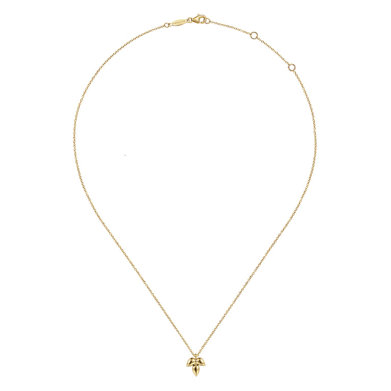 14K Yellow Gold Triple Teardrop Pendant Necklace - Shot 2