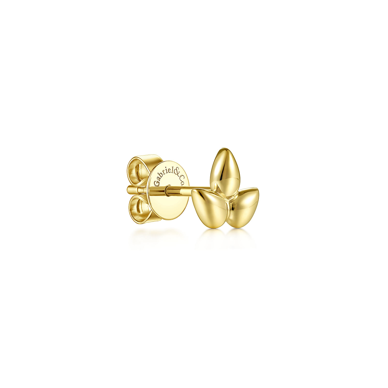 14K Yellow Gold Triple Teardrop Single Stud Earring