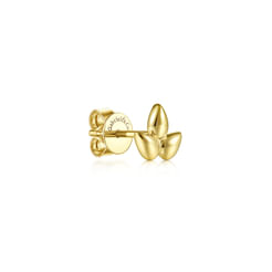 14K Yellow Gold Triple Teardrop Single Stud Earring