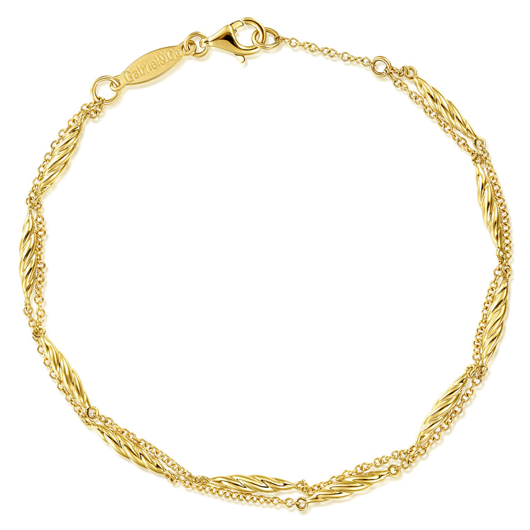 14K Yellow Gold Twisted Chain Bracelet - Shot 1