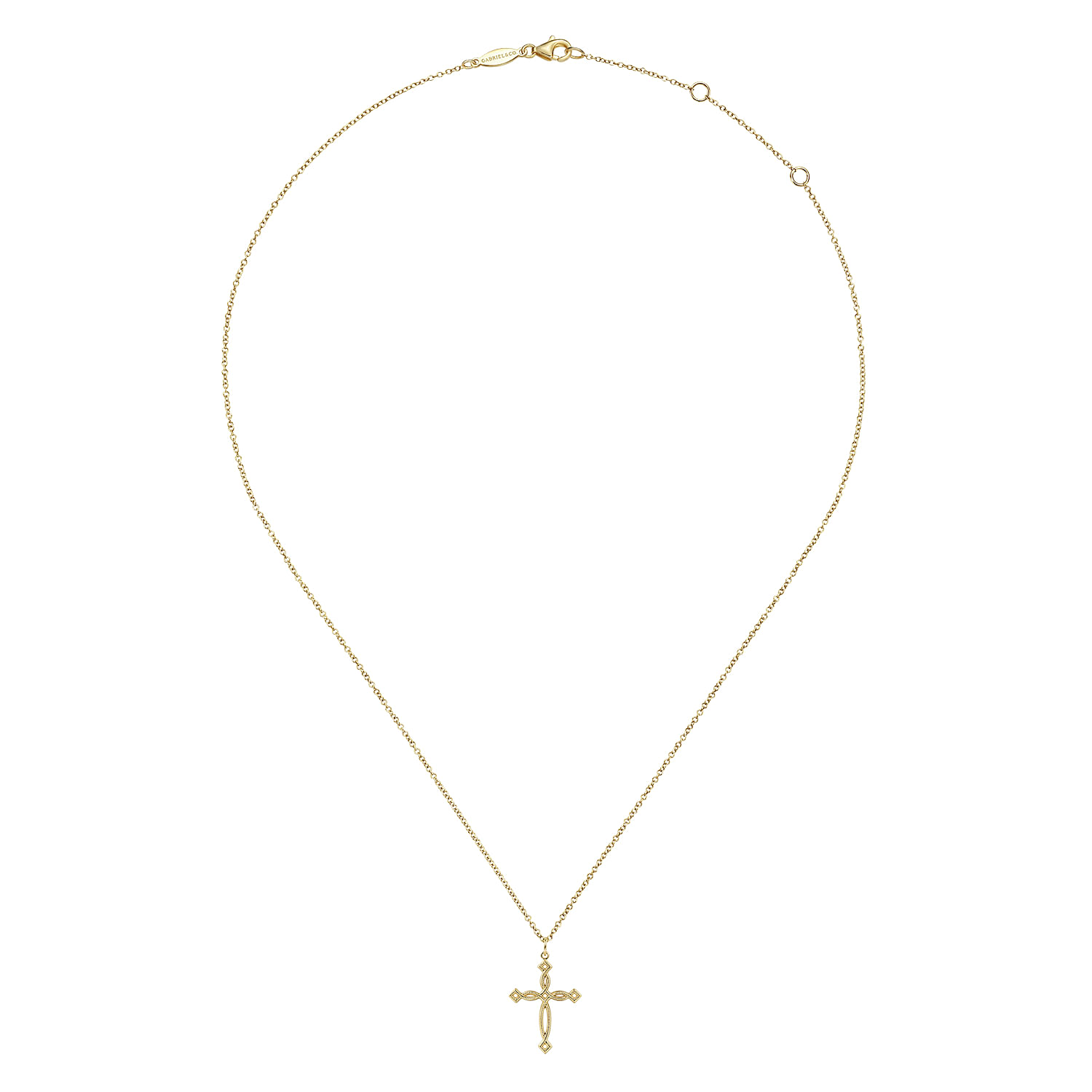 14K Yellow Gold Twisted Cross Pendant Necklace
