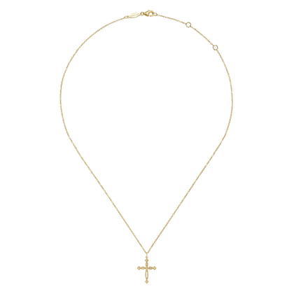 14K Yellow Gold Twisted Cross Pendant Necklace