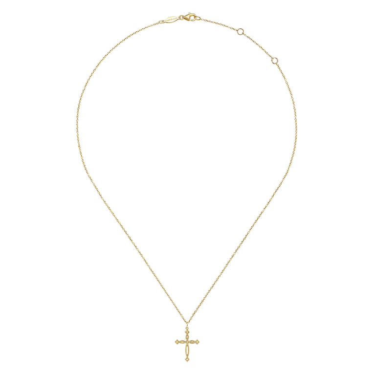 14K Yellow Gold Twisted Cross Pendant Necklace - Shot 2