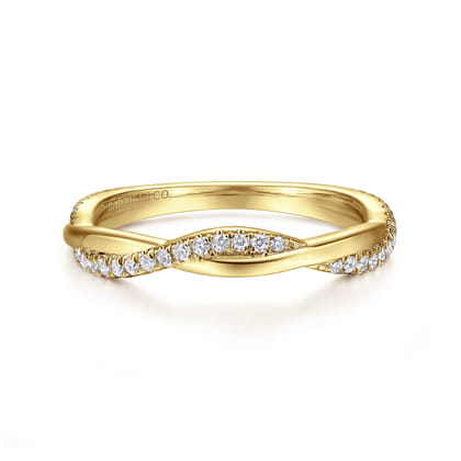 14K Yellow Gold Twisted Diamond Anniversary Band