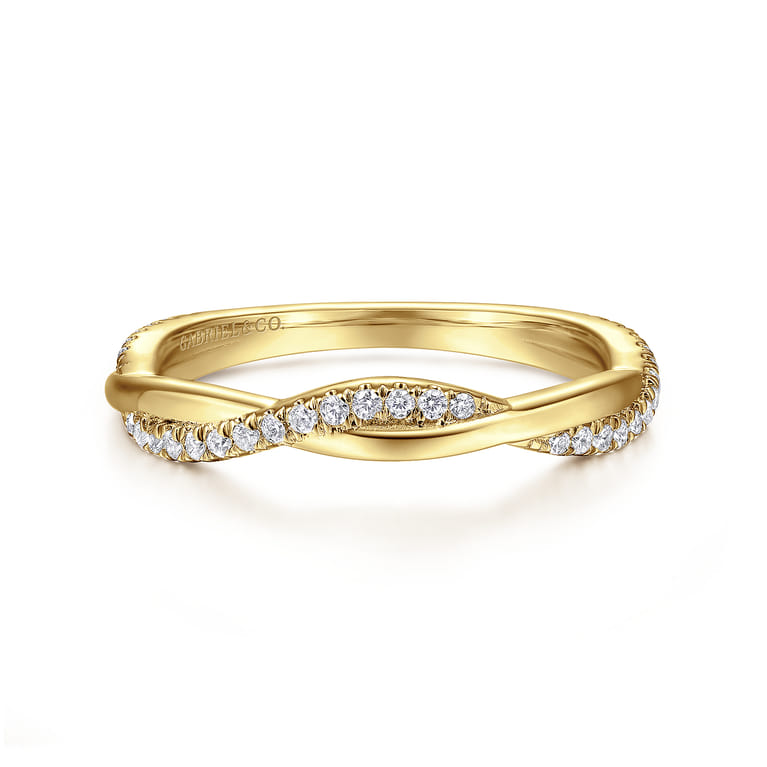 Fancy Wedding Ring in 14k Yellow Gold with Round Natural Diamond at Gabriel & Co. - Shot 1