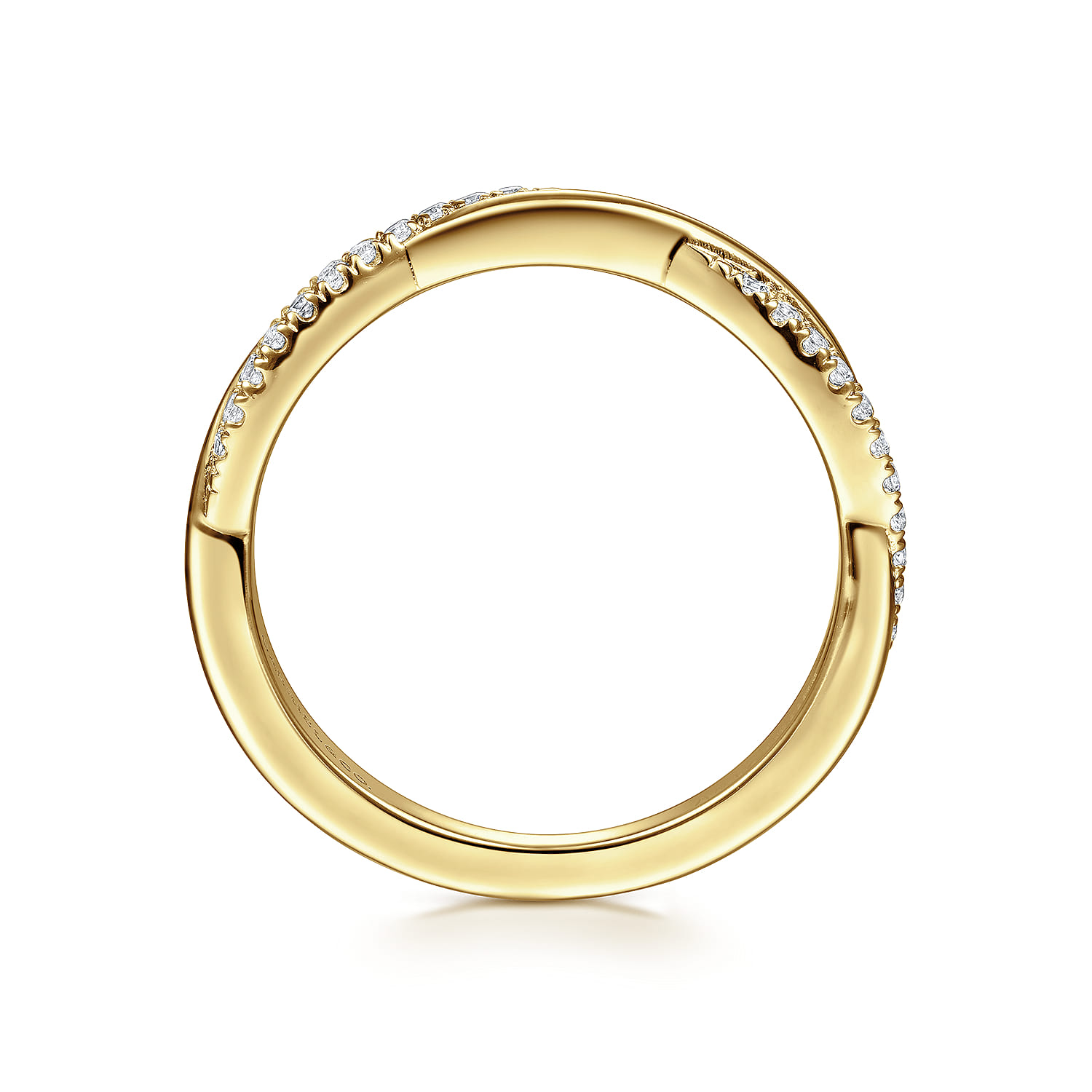 Fancy Wedding Ring in 14k Yellow Gold with Round Natural Diamond at Gabriel & Co. - Shot 2