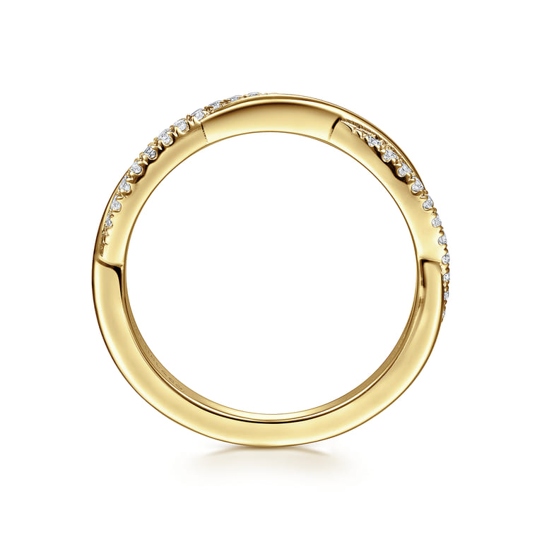 Fancy Wedding Ring in 14k Yellow Gold with Round Natural Diamond at Gabriel & Co. - Shot 2