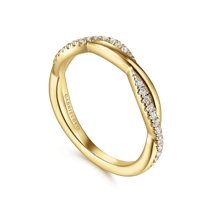 14K Yellow Gold Twisted Diamond Anniversary Band
