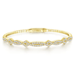 14K Yellow Gold Twisted Diamond Bangle