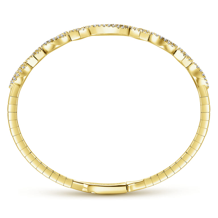 14K Yellow Gold Twisted Diamond Bangle - 0.65 ct - Shot 3