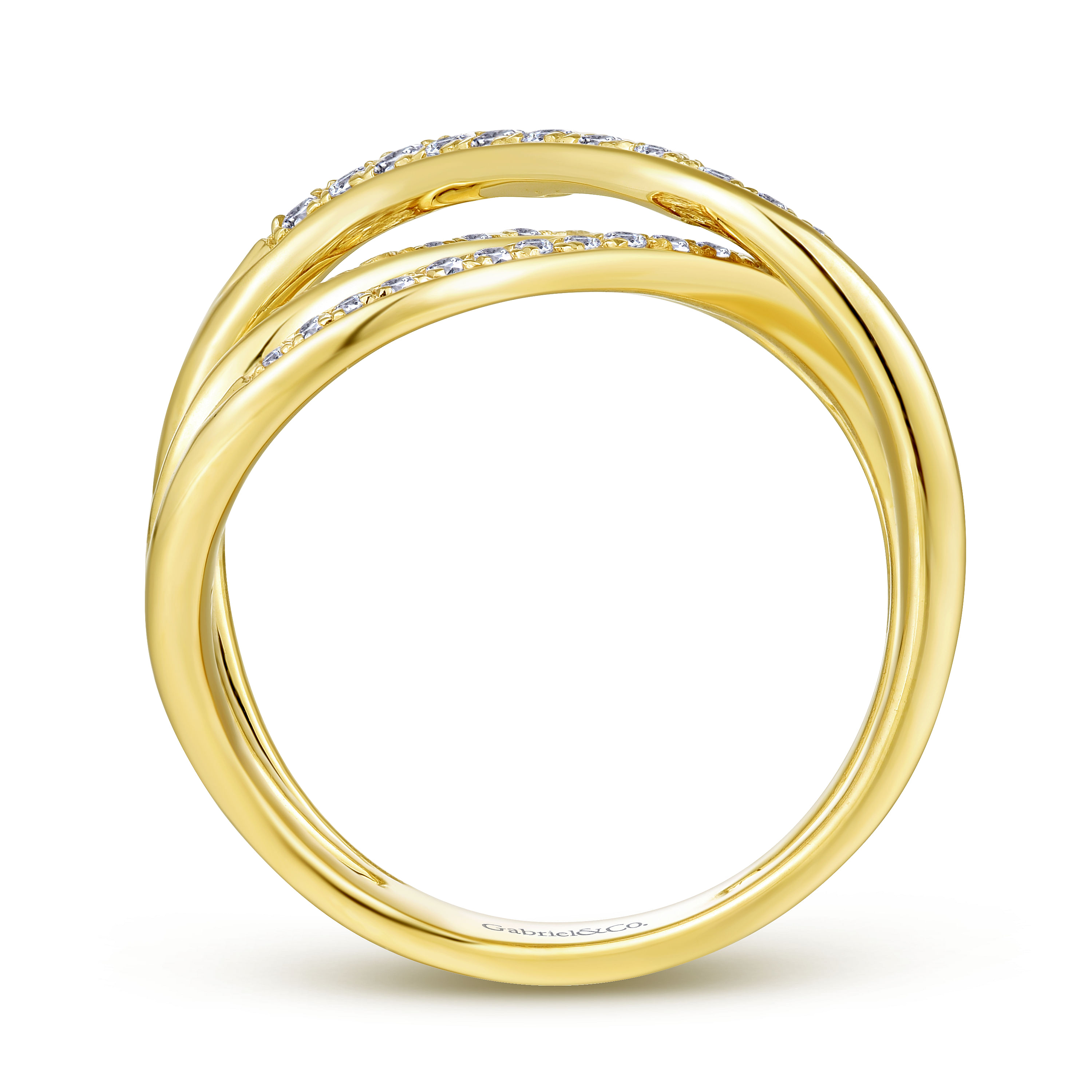 14K Yellow Gold Twisted Diamond Ring - 0.4 ct - Shot 2