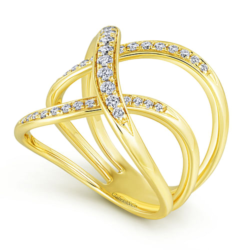 14K Yellow Gold Twisted Diamond Ring - 0.4 ct - Shot 3
