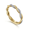 14K Yellow Gold Twisted Diamond Stackable Ring - 0.2 ct