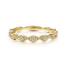 14K Yellow Gold Twisted Diamond Stackable Ring - 0.15 ct