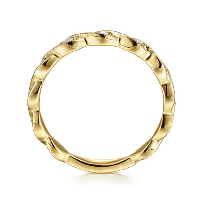14K Yellow Gold Twisted Diamond Stackable Ring