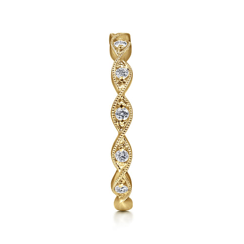 14K Yellow Gold Twisted Diamond Stackable Ring - 0.15 ct - Shot 4