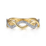 14K Yellow Gold Twisted Diamond Stackable Ring - 0.2 ct