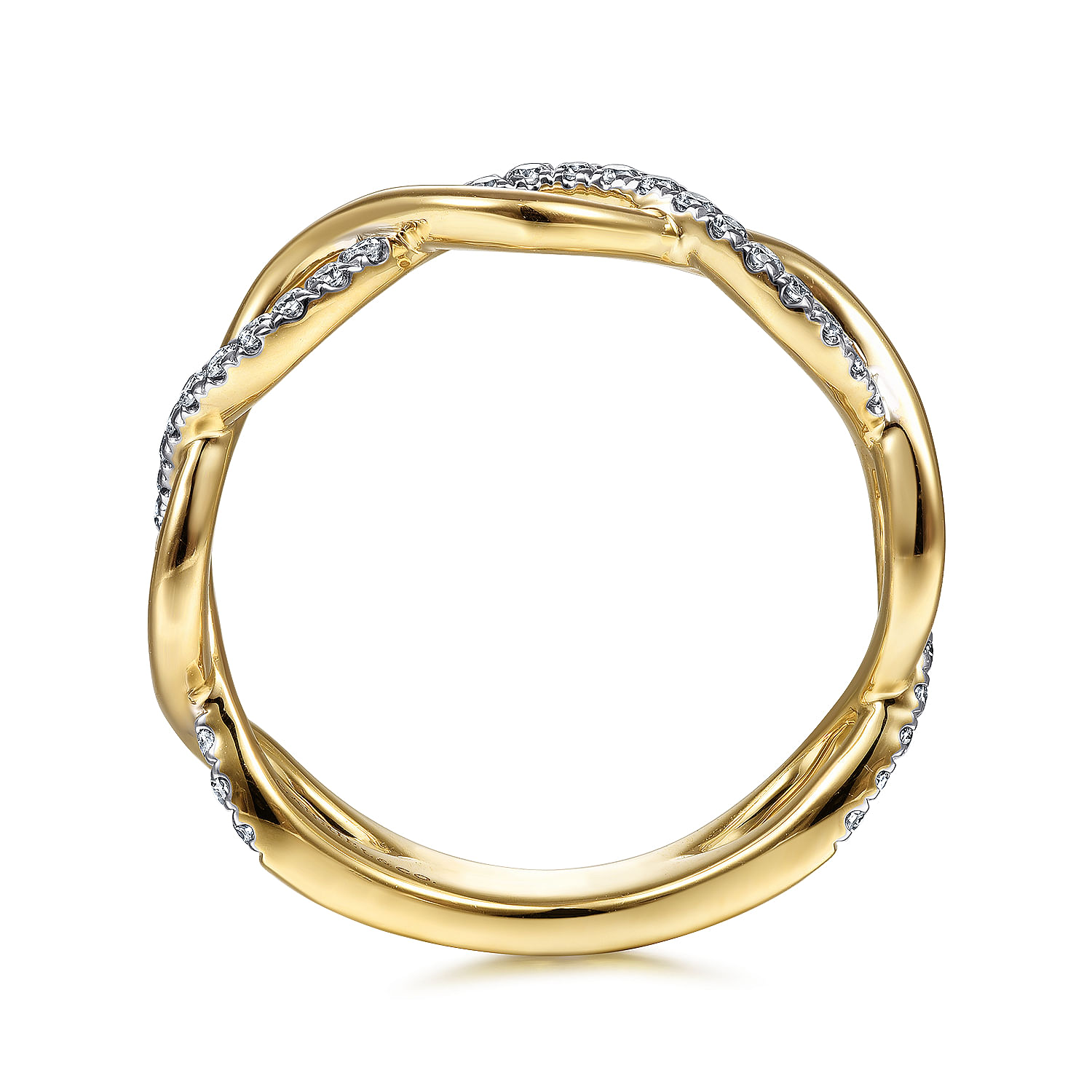 14K Yellow Gold Twisted Diamond Stackable Ring - 0.2 ct - Shot 2