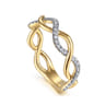14K Yellow Gold Twisted Diamond Stackable Ring - 0.2 ct