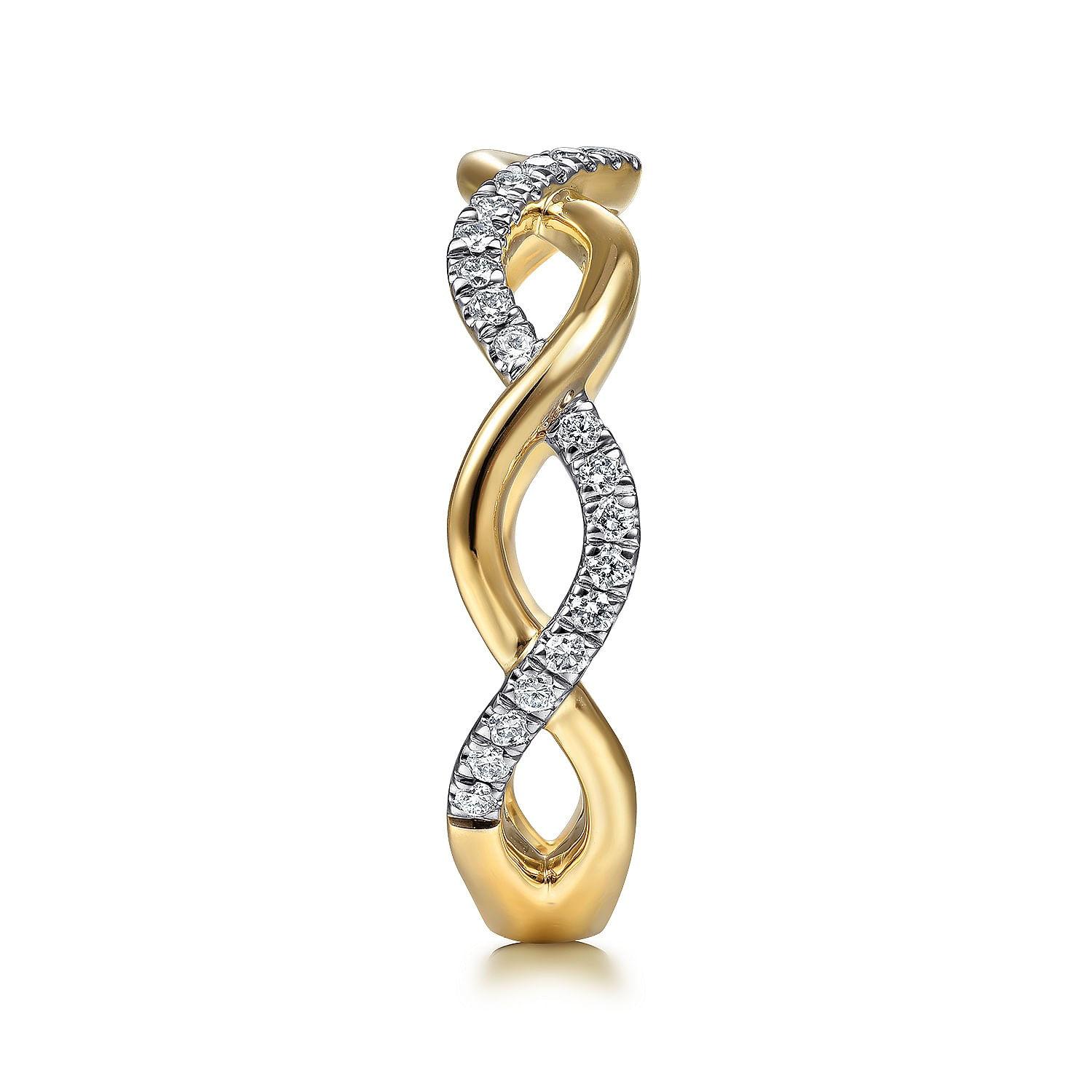 14K Yellow Gold Twisted Diamond Stackable Ring - 0.2 ct - Shot 4