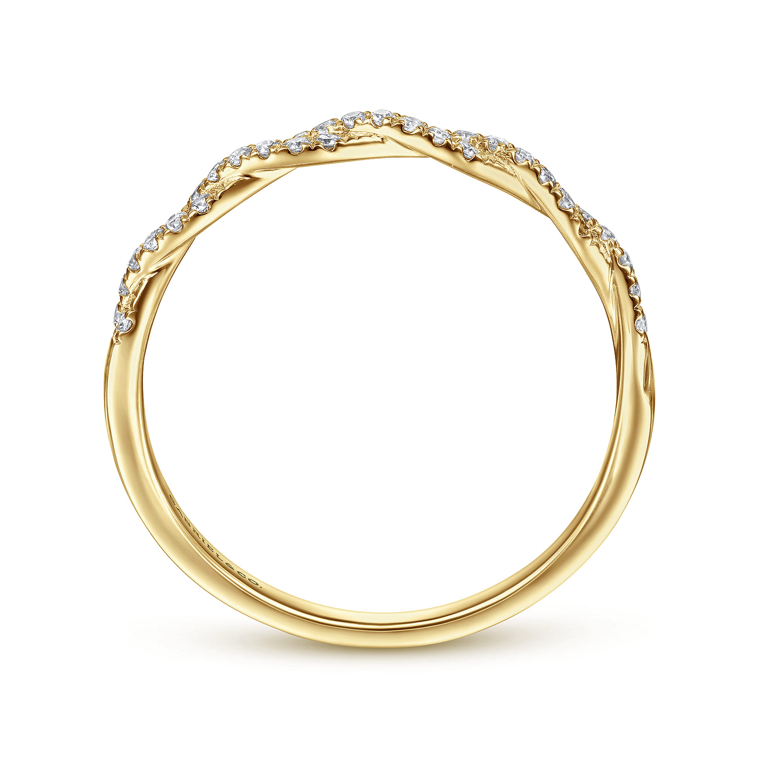14K Yellow Gold Twisted Diamond Stackable Ring - 0.11 ct - Shot 2