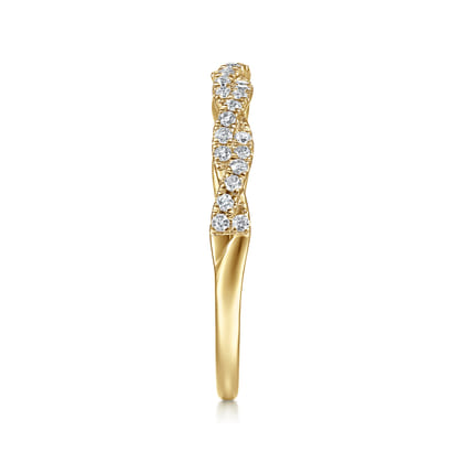 14K Yellow Gold Twisted Diamond Stackable Ring