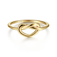 14K Yellow Gold Twisted Heart Pretzel Ring