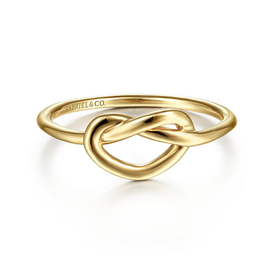 14K Yellow Gold Twisted Heart Pretzel Ring