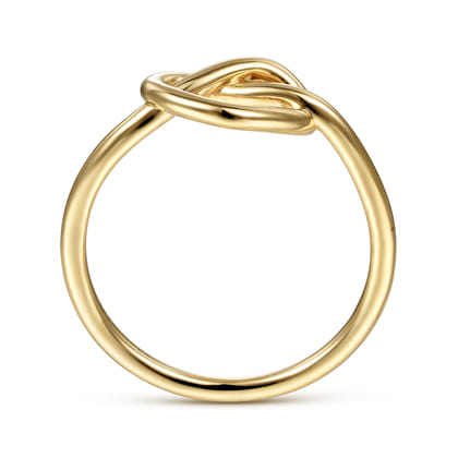 14K Yellow Gold Twisted Heart Pretzel Ring