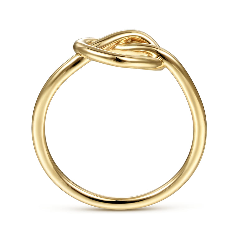 14K Yellow Gold Twisted Heart Pretzel Ring - Shot 2